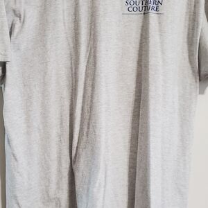 Gildan Light Gray Men's Tee with Blue Print